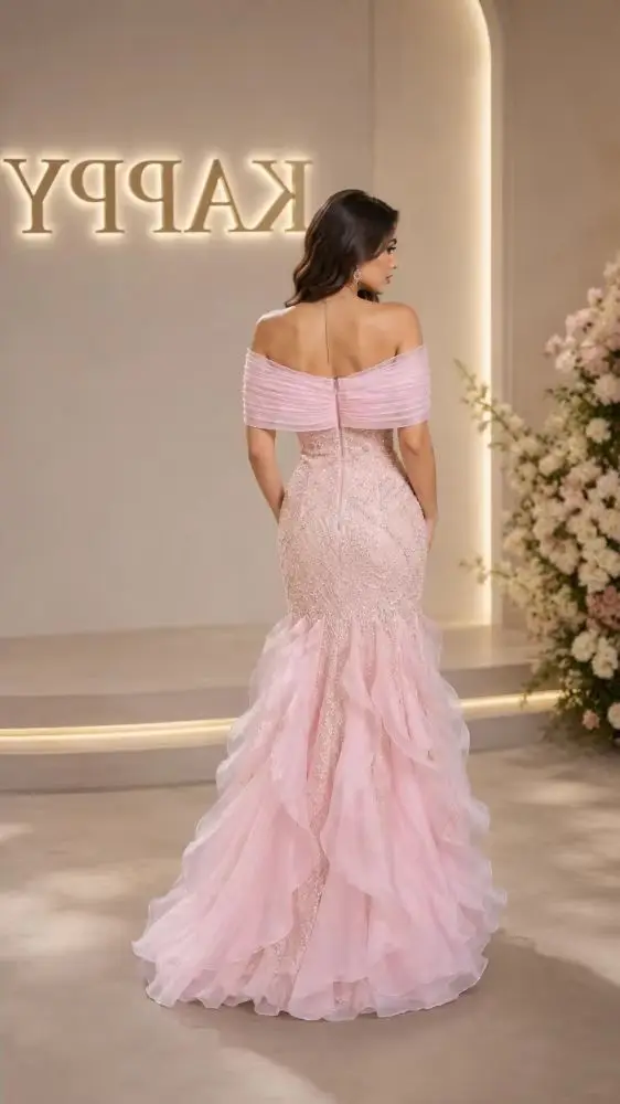 Customized Exquisite Glitter Evening Dresses Sexy Beading Fashion Mermaid Women's Prom Gowns Ruffles Sleeveless  Wedding Dresses