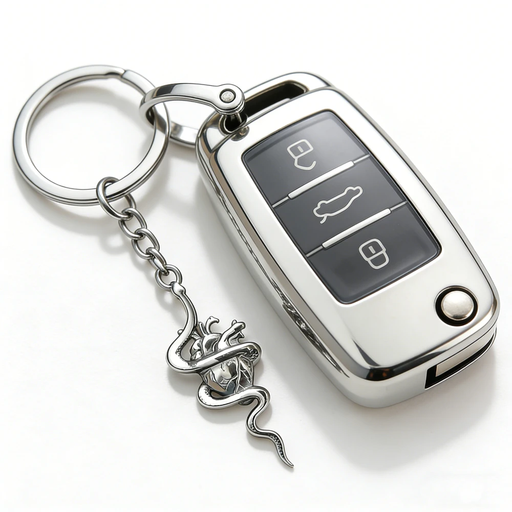Snake and Heart Pendant Keychain Medical Anatomy Cardiology Theme Keyring for Women Men Doctor Nurse Key Chain Accessories