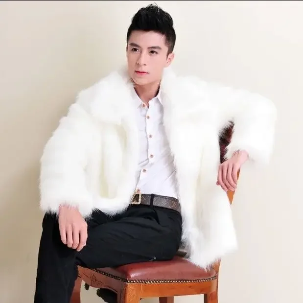 

2024 Autumn Winter New Men's Jacket Korean Short Fur Coat Solid Color Fox Hair Imitation Large Plush Leather A216