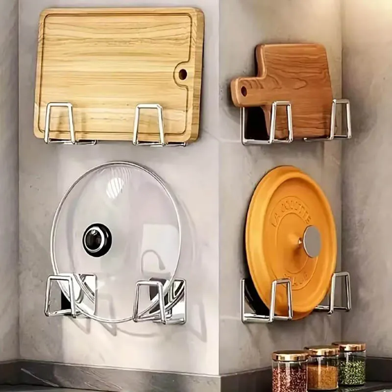 4Pcs Kitchen Storage Rack, Punching-free Wall Under Cabinet Cutting Board , Multi-functional , Accessories