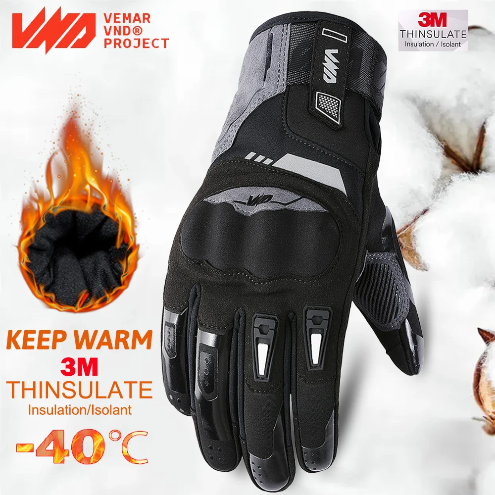 

VND Winter Motorcycle Gloves Waterproof Windproof Cold-Proof Keep Warm Motorbike Skiing Snow Riding Cycling MTB Motocross Gloves