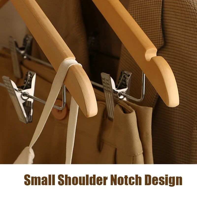 5PCS High-Grade Wooden Suit Hangers,Skirt Hanger ,Solid Wooden Trouser Rack with Shoulder Notches for Dress Jacket