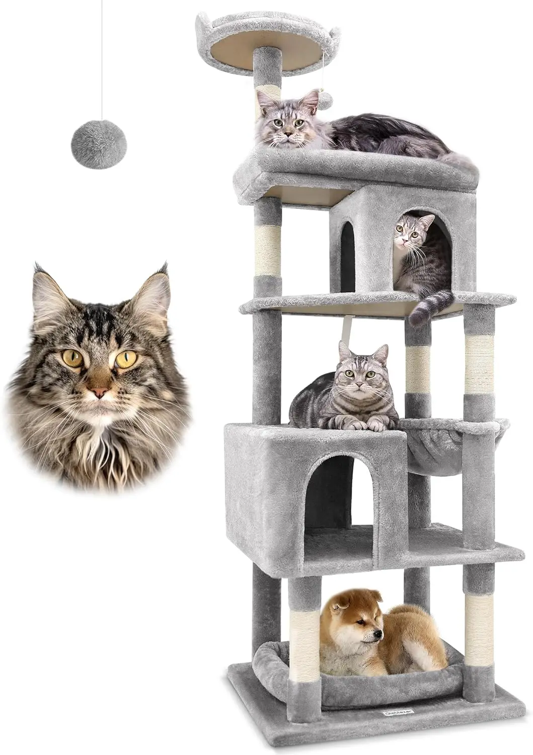 

S72 Heavy Duty Cat Trees for Large Cats, Sturdy 72in Maine Coon Cat Tree for Large Cats 20 lbs+ Heavy Duty Cat Tower for Adult B