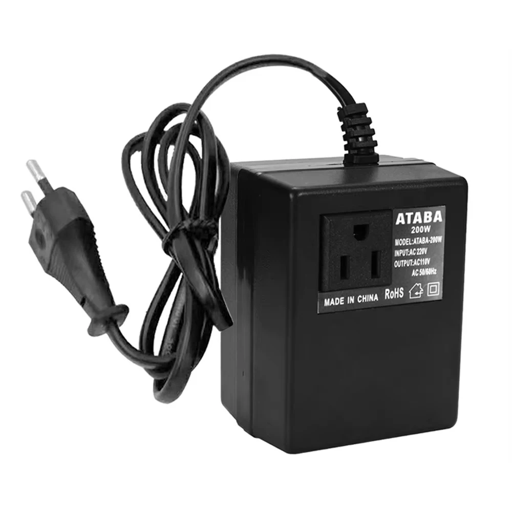 Convertisseur de tension 200W, transformateur 220V à 110V, transformateur abaisseur, prise EU/US/UK, adaptateur de voyage