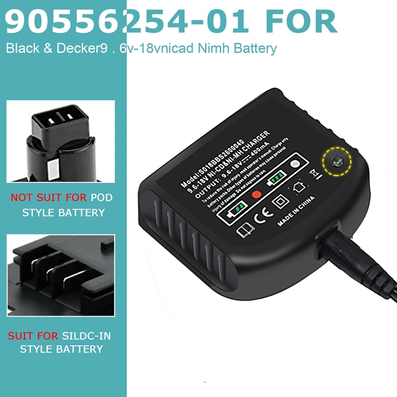 Eddie-Chargeur de batterie Ion à charge rapide pour Black Decker, 9.6V-18V, Ni-CD, Ni-laissée, outils électriques, prise UE