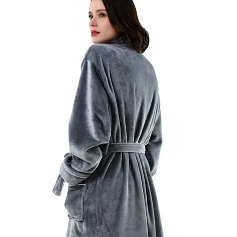 Flannel nightgown Thick plus long men's nightgown Winter bathrobe Pajamas Bathrobe Women's couple coral velvet autumn winter