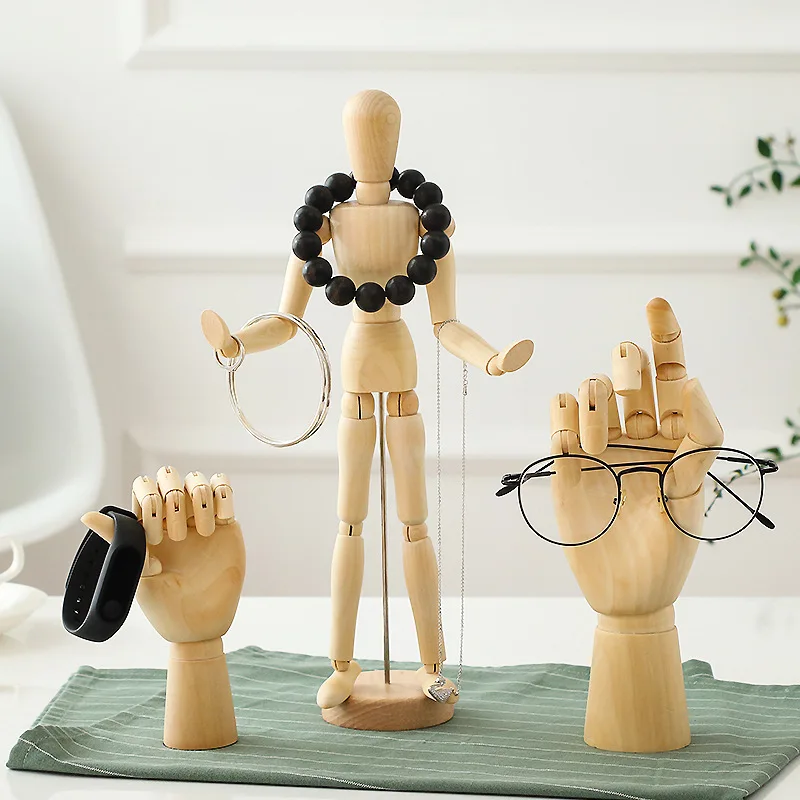 Desktop Room Decoration Wooden Hand Figurines Rotatable Joint  Model Drawing Sketch Mannequin Miniatures Office Home