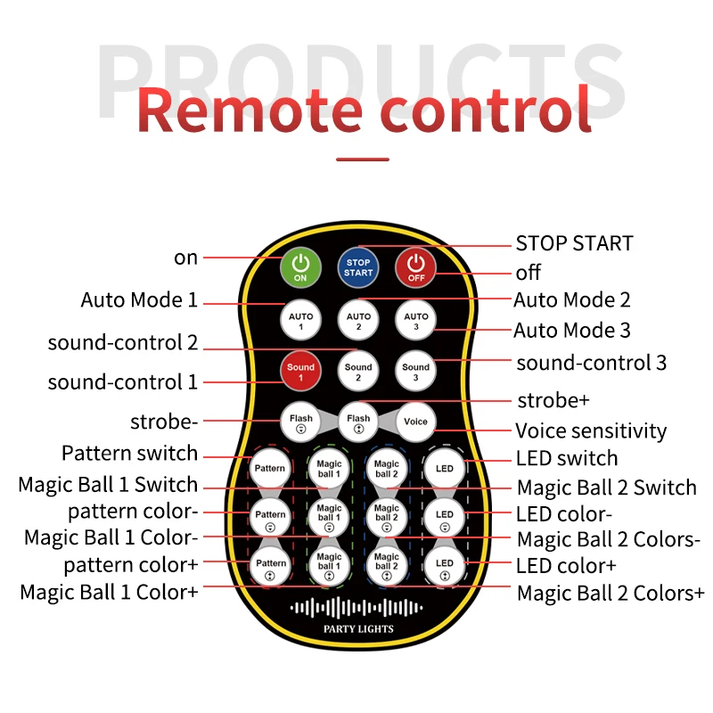 HCWE RGB Disco Ball LED lumières de scène DMX télécommande pour DJ Flash stroboscopique RGBW émettant des couleurs pour l'éclairage de fête et d'événements