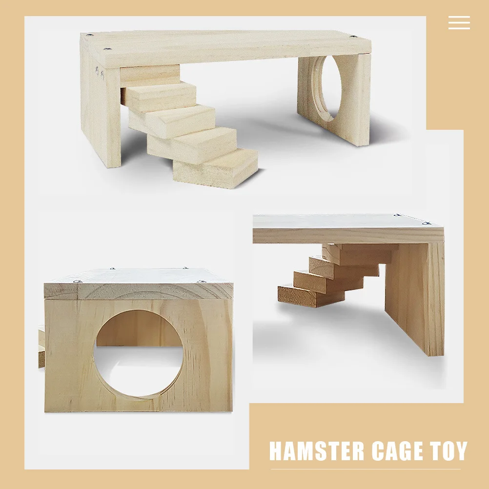 الدرج الدوار قفص خشبي للحيوانات الأليفة الصغيرة متعة تسلق ممارسة منصة الهامستر تسلق سلم الخشب الهامستر #1
