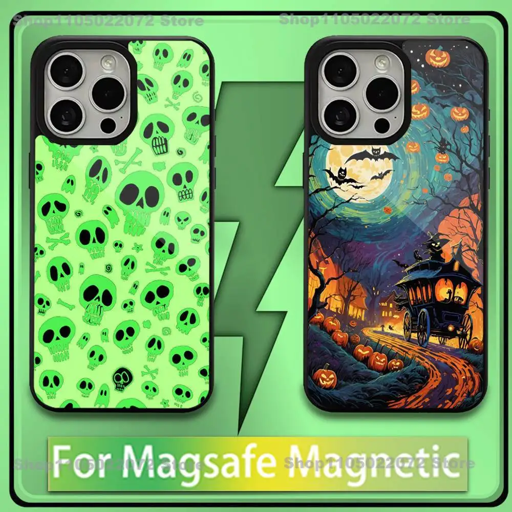 

Halloween Pumpkin Type Phone Case For iPhone 16,15,14,13,12,11,Plus,Pro,Max,Mini Soft Magesafe Magnetic Wireless Charge