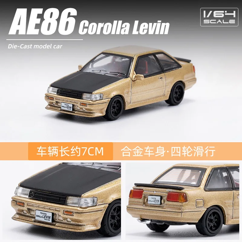 DCT 1/64 AE86 Model Car Classical Vehicle Diecast Toy Collection Car Station Vehicle with Display Box for Adults