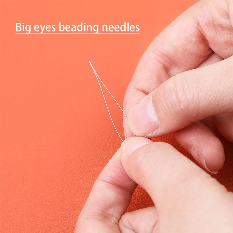 KRABALL Beading Needles Set with Central Opening Curved Steel Needles For Bead Straight Beaded Needle Sewing  Accessories