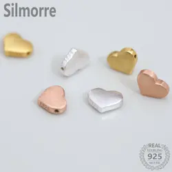 1pc 100% Solid 925 Sterling Silver Heart Spacer Charm Beads for DIY Fine Jewelry Making JQ0060