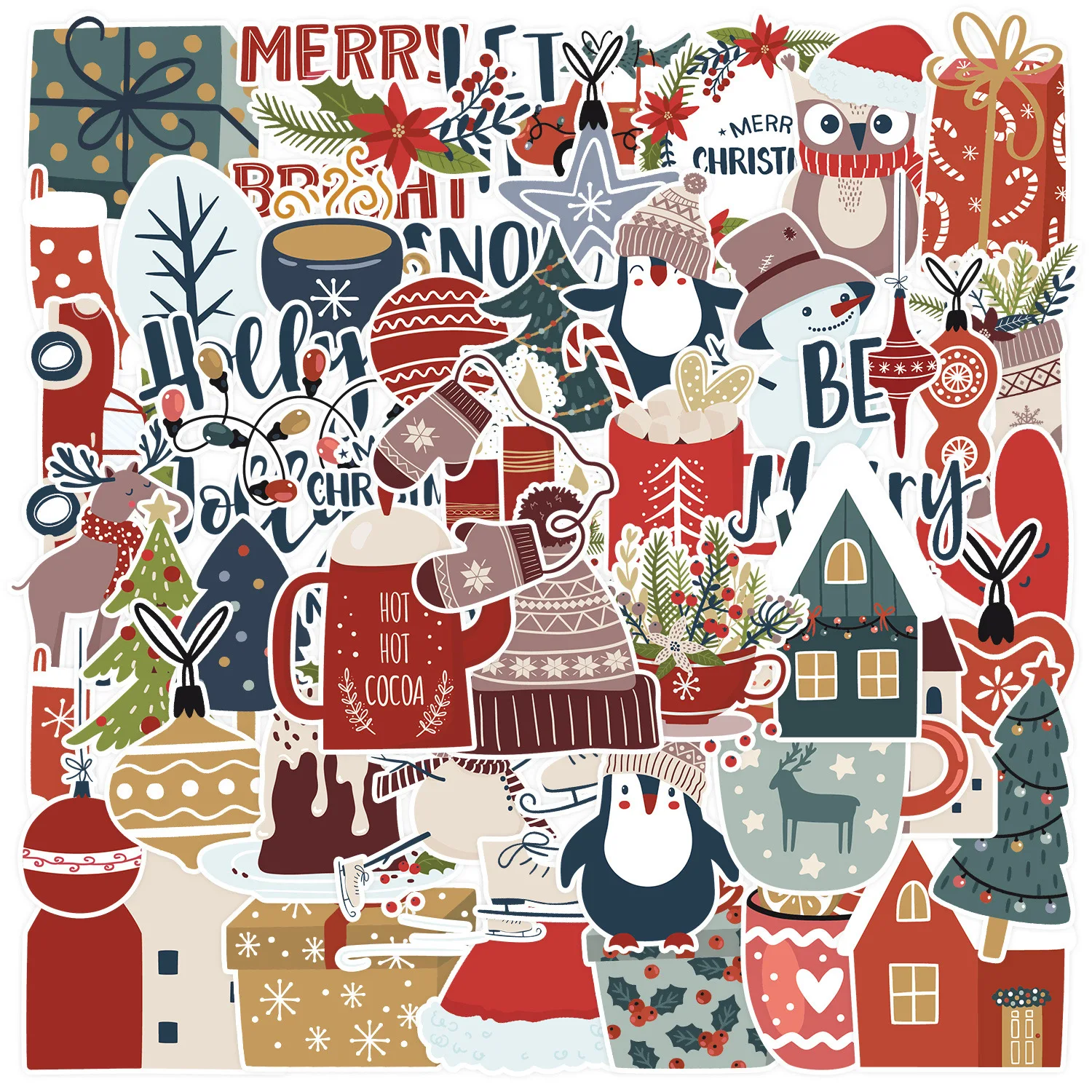 

10/50PCS Cute Santa Claus Christmas Cartoon Stickers for Kids Laptop Phone Scrapbook Luggage Refrigerator Notebook Sticker Toy