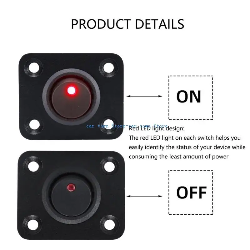 RXJE مقاوم للماء توفير المساحة الأحمر LED تبديل لوحة التبديل مقاومة للتآكل للتحكم الفعال في سيارة قارب البحرية 20A 12 فولت #3