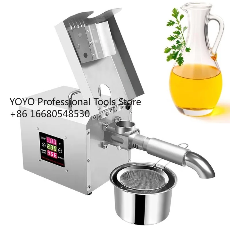 T2a Oil Press Household Stainless Steel Temperature Control Sesame Oil Peanut Hot Cold Oil Extraction Machine Use