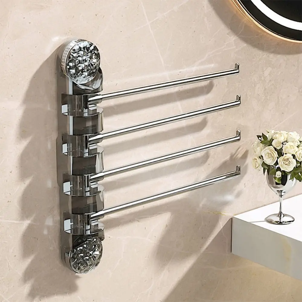 2/4-arms Suction Cup Towel Racks Space Saving Rotating Wall Mounted Towel Holder Non Punching Anti-rust Swivel Towel Bar
