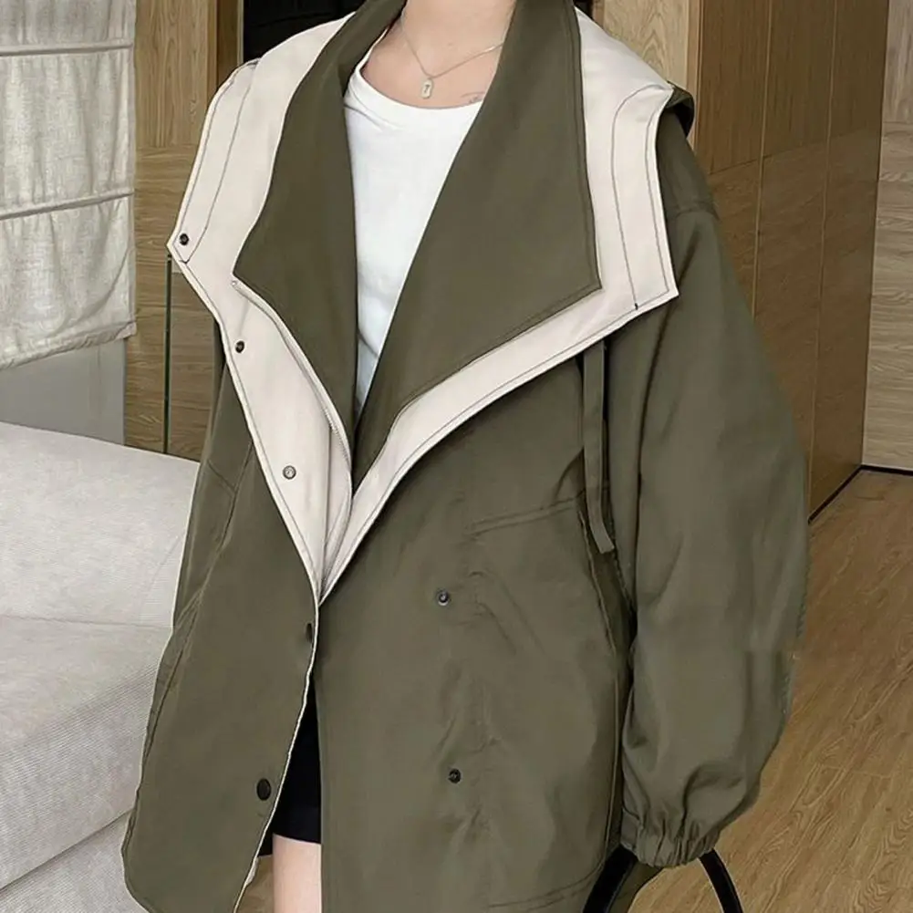 Damska kurtka wiatrówka wiatroodporna zapinana na zamek płaszcz typu trencz luźny kolorowy odzież wierzchnia oddychająca lekka odzież