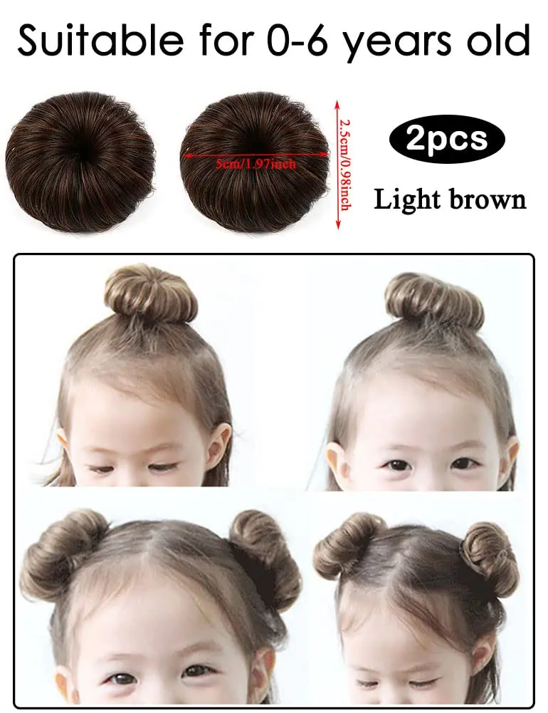 2pcs Cute Baby Girls Hair Wigs with Clip for Baby Toddler Kids Fashion Synthetic Wigs Hair Decor Headwear for 0-6 years