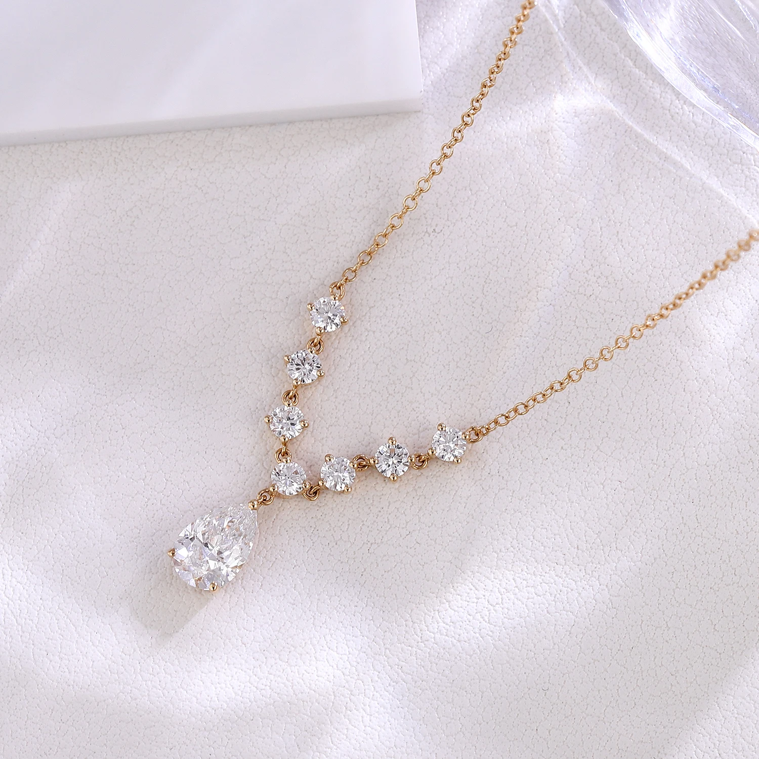 

Ожерелье с прованской грушей, 18-каратное золото, 1 карат, лабораторный бриллиант, женское свадебное ожерелье с подвеской в виде капли воды, женская ювелирная цепочка, подарки