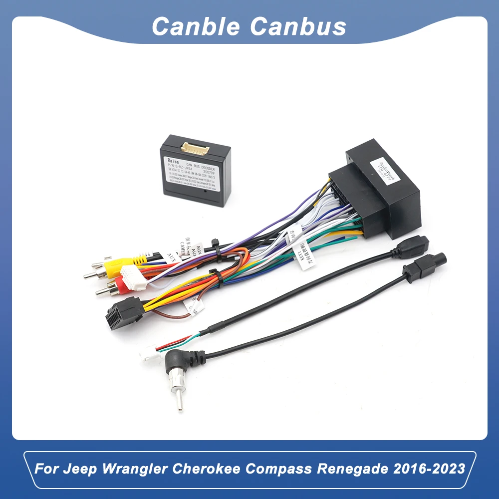 Car Audio  Radio Stereo Wiring Harness Cable Adapter Android MP5 Player  for Jeep Wrangler Cherokee Compass Renegade 2016-2023
