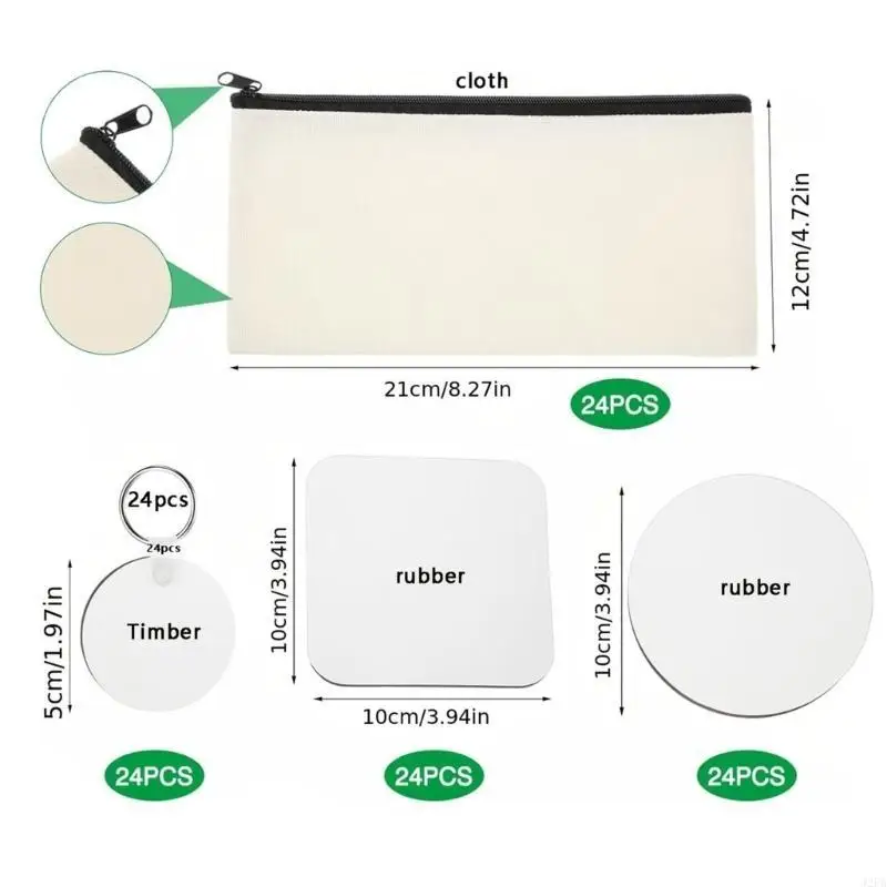 

Pack Of 144 Sublimation Makeup Bags Blank Zippered Pouches Keychain Kits