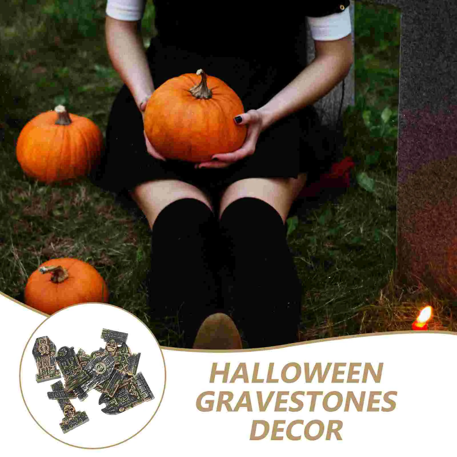 10 Pcs Skull Tombstone Decoration Halloween Adornment Shape Venue Setting Props Decorative Small Gravestone Plastic Tombstones