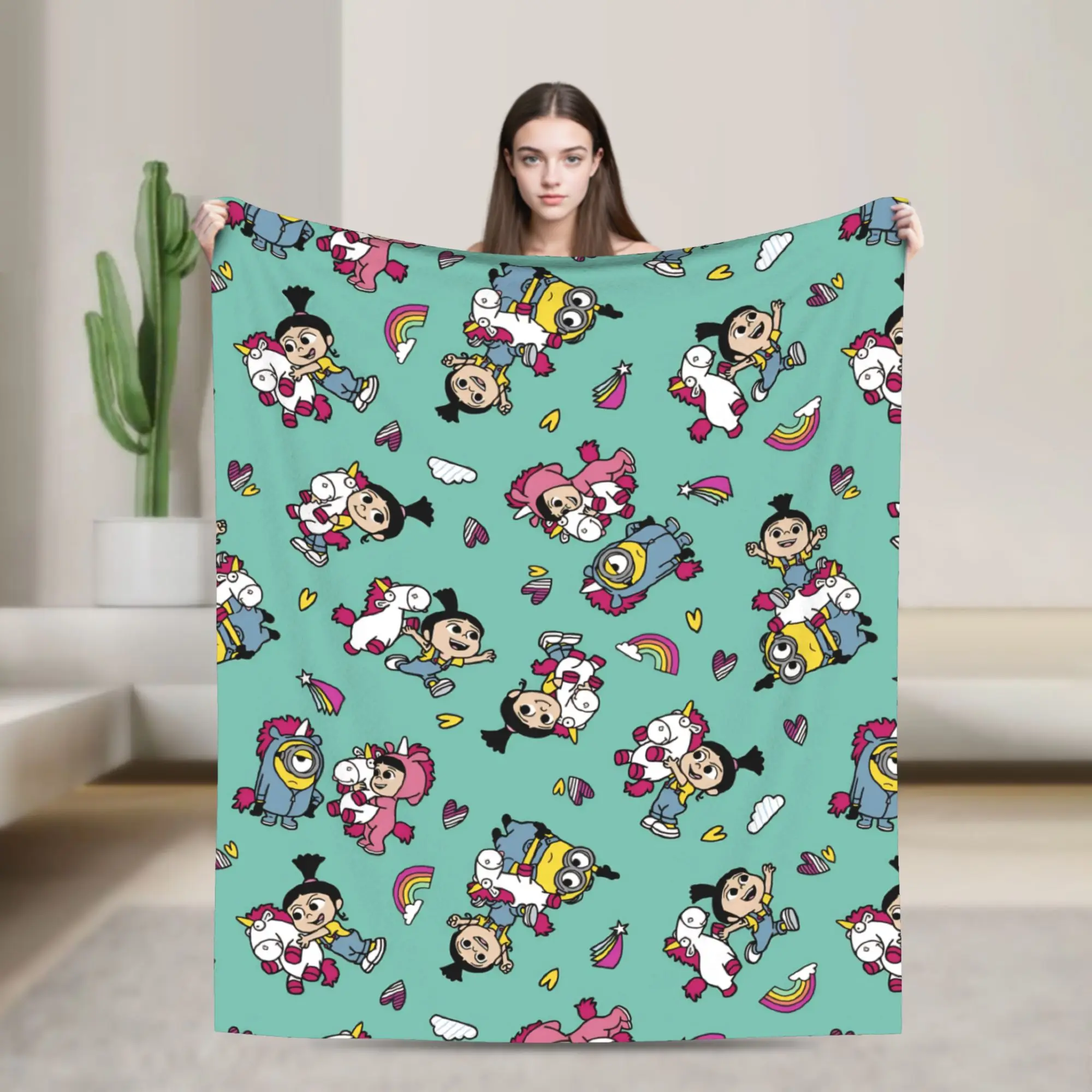 

M-Minions Cartoon Christmas Warm Soft Blanket Travel Office Plush Bedding Throws Couch Chair Flannel Bedspread Sofa Bed Cover