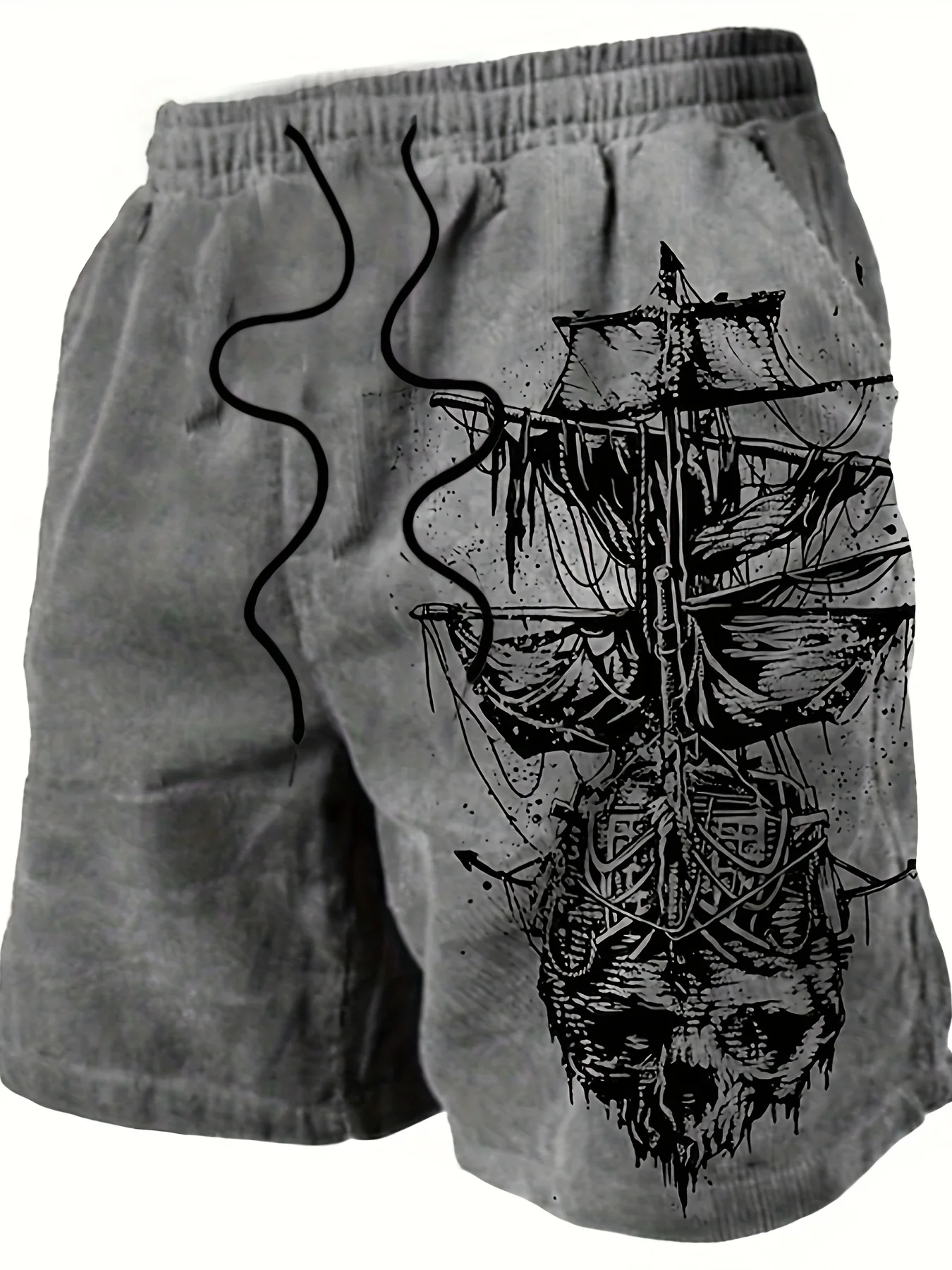 Men's shorts swimming trunks quick-drying pirate skull sailboat drawstring beach shorts outdoor hiking beach swimwear