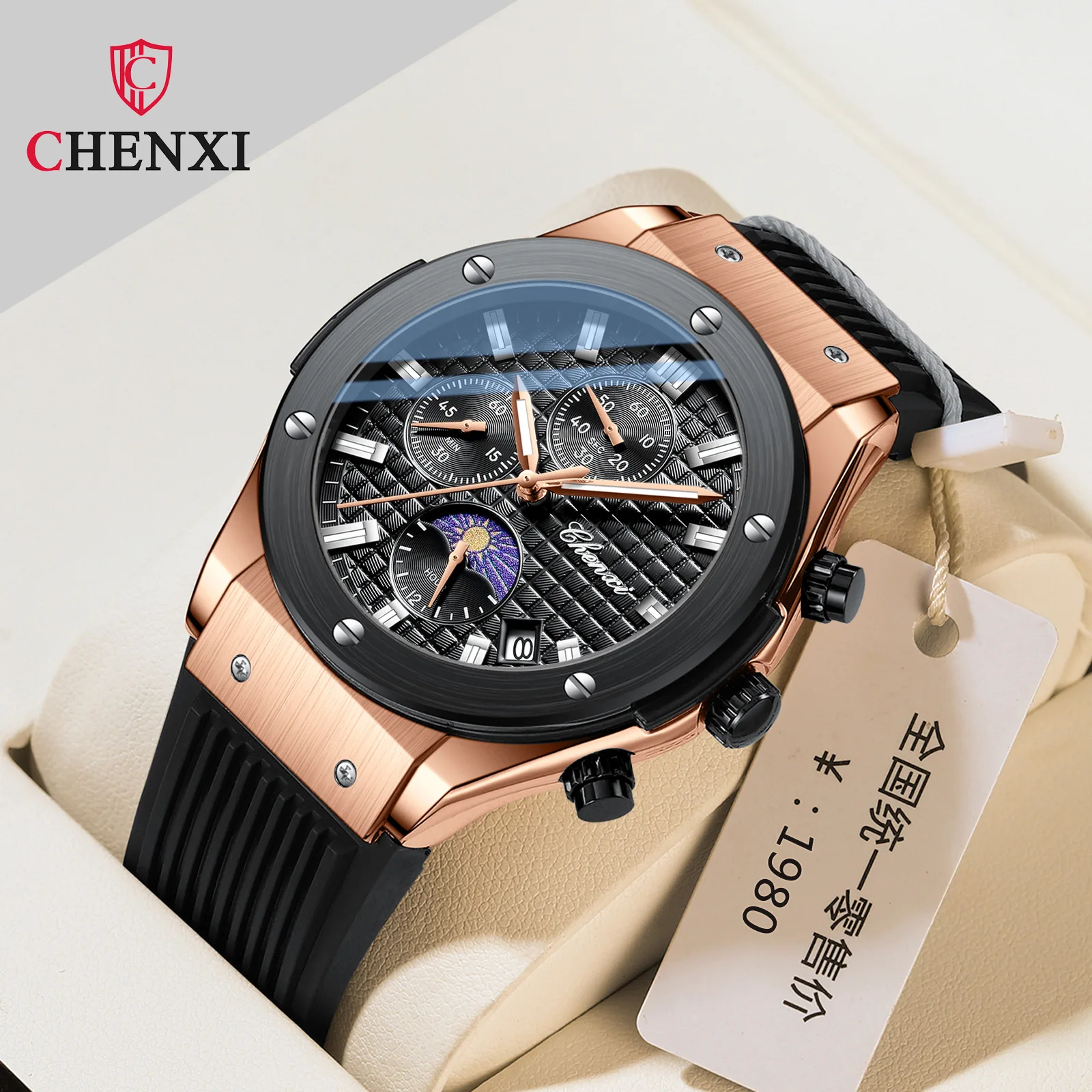 Fashion Casual Mens Watches Waterproof Chronograph Silicone Strap Stylish Business Sport Luxury Quartz Wristwatch Mens Top Brand