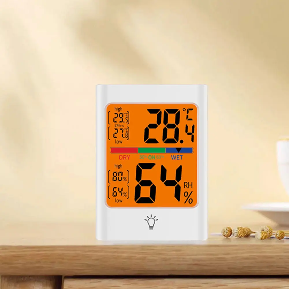 ميزان حرارة داخلي بإضاءة خلفية، ميزان حرارة رقمي للغرفة، شاشة كبيرة، ميزان حرارة مغناطيسي، رطوبة دقيق للمكتب المنزلي #2
