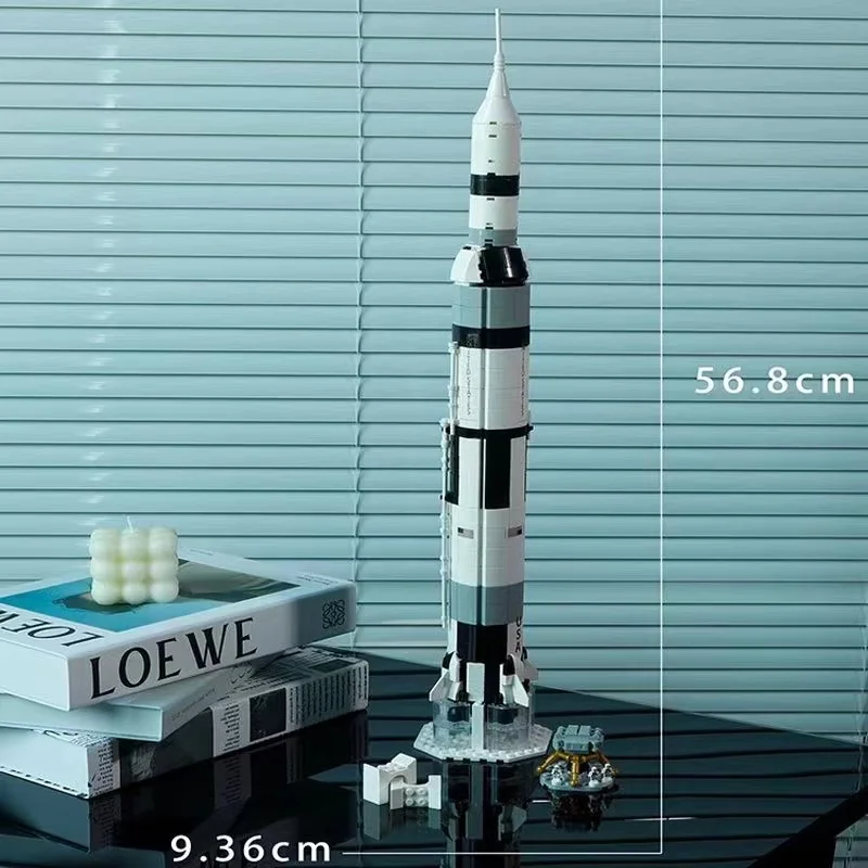 NASA De Apollo Saturn V Raket Bouwstenen Model Kit, Ruimteverkenning Raket Bricks, STEM Wetenschap onderwijs Kinderen Speelgoed Geschenken