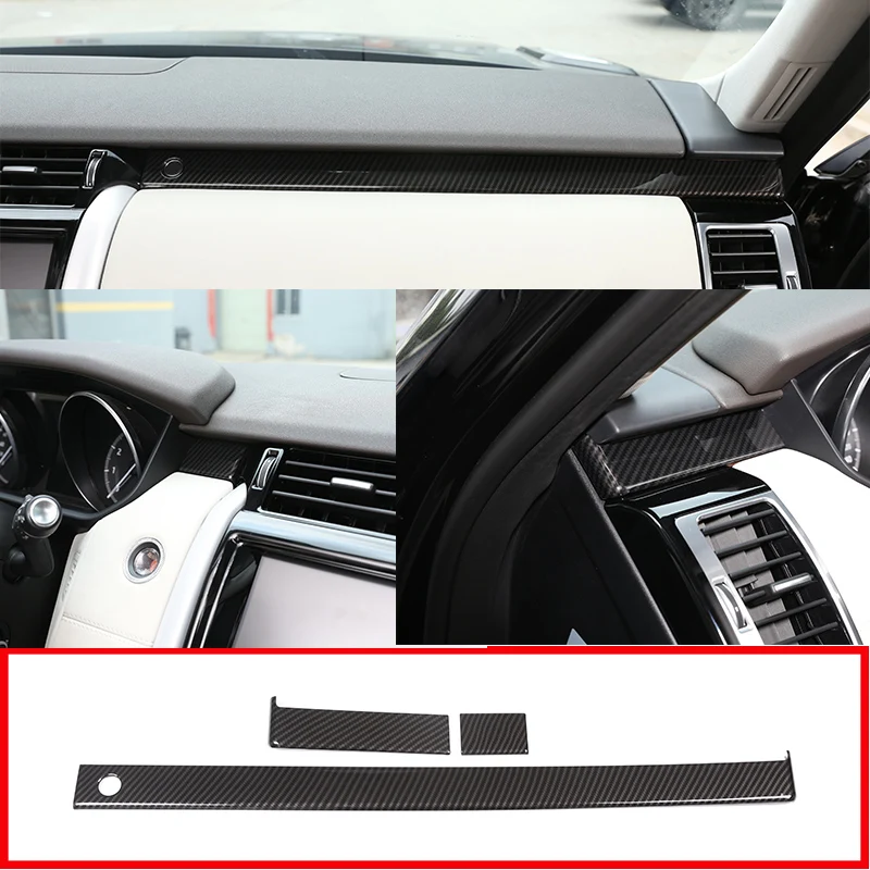 Car Accessories Center Control Co-Pilot Decorate Strips Trim For Land Rover Discovery 5 LR5 2017-2018 L462  Carbon Fiber 3 Pcs