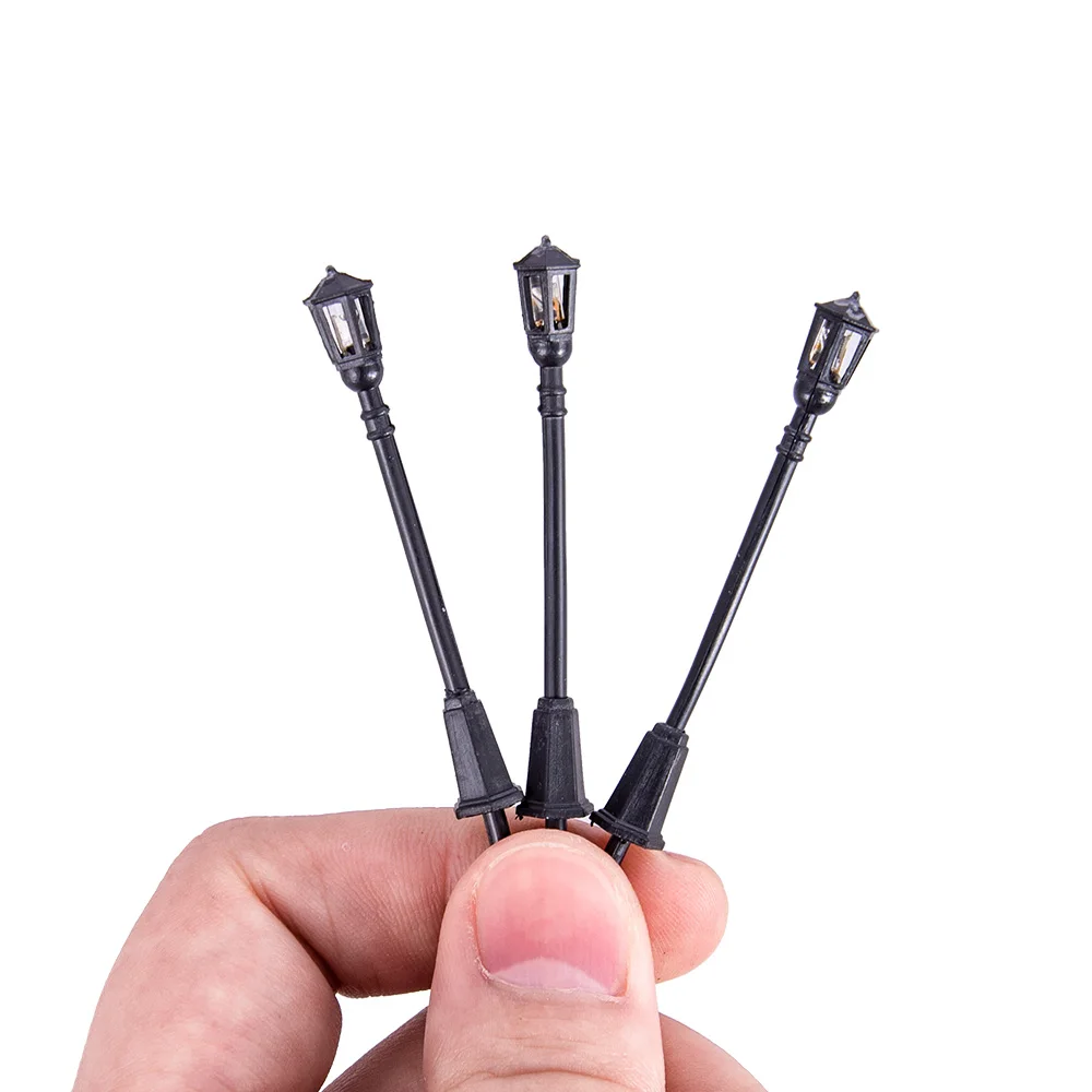 10 Uds. Lámpara de calle en miniatura de 6,5 v 1:100 modelo de luz de patio blanco cálido para hacer bricolaje/diseño de tren ferroviario/paisaje de mesa