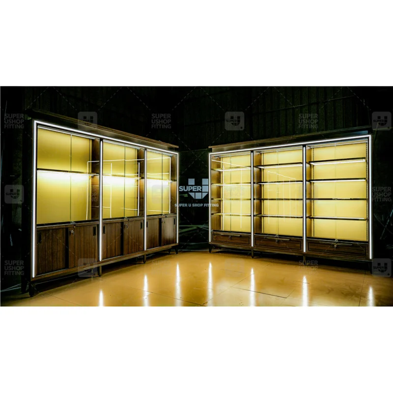 (Customized) store display rack customized wooden cigar shop fitting furniture classic retail glass smoke shop display c