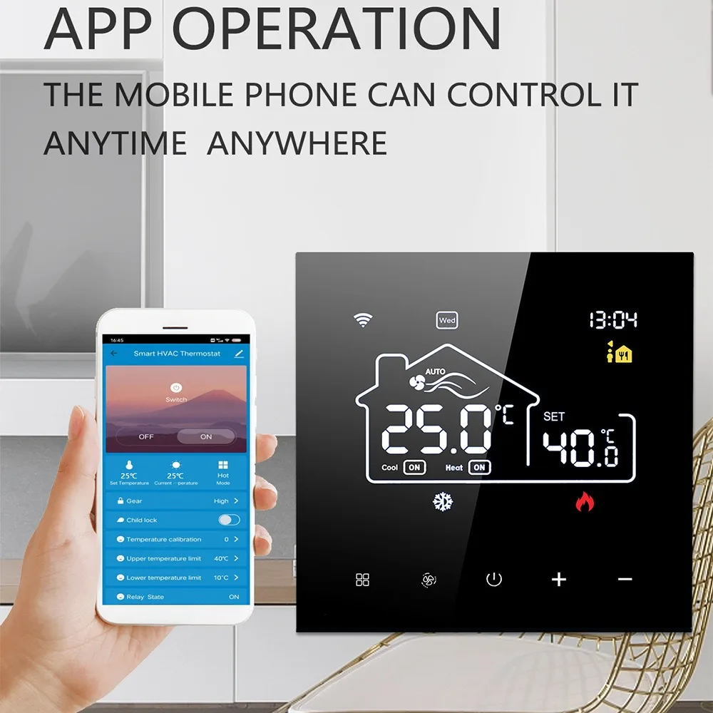 MincoHeat Smart Tuya Wifi Thermostat Central Air Conditioning & Water Floor Heating HVAC Temperature Control Switch Programmable