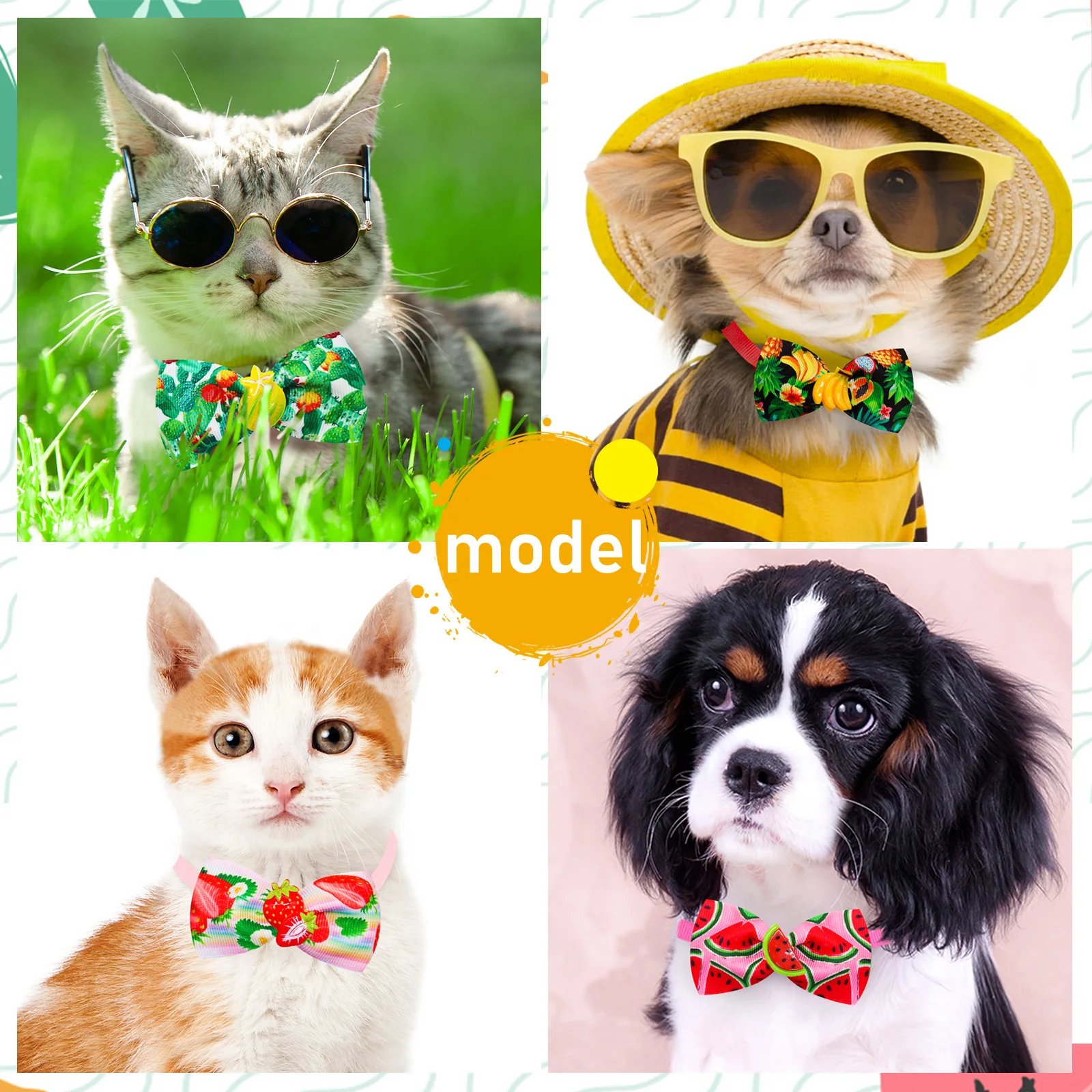 60/80pcs Fruit Style Pet Puppy Dog Cat Bow Ties Adjustable Dog Bowties Colorful Bow Ties Accessories Puppy dogs Pet Products