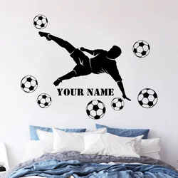 Décalcomanies murales personnalisées avec nom de footballeur, décor de chambre de garçon, autocollant de football, vinyle, bricolage, peintures murales personnalisées, G003