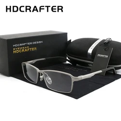 HDCRAFTER 17g Pure Titanium Optical Glasses Frame Men Prescription Myopia Eyeglasses Spring Hinge Metal Full-Rim Eyewear Frames