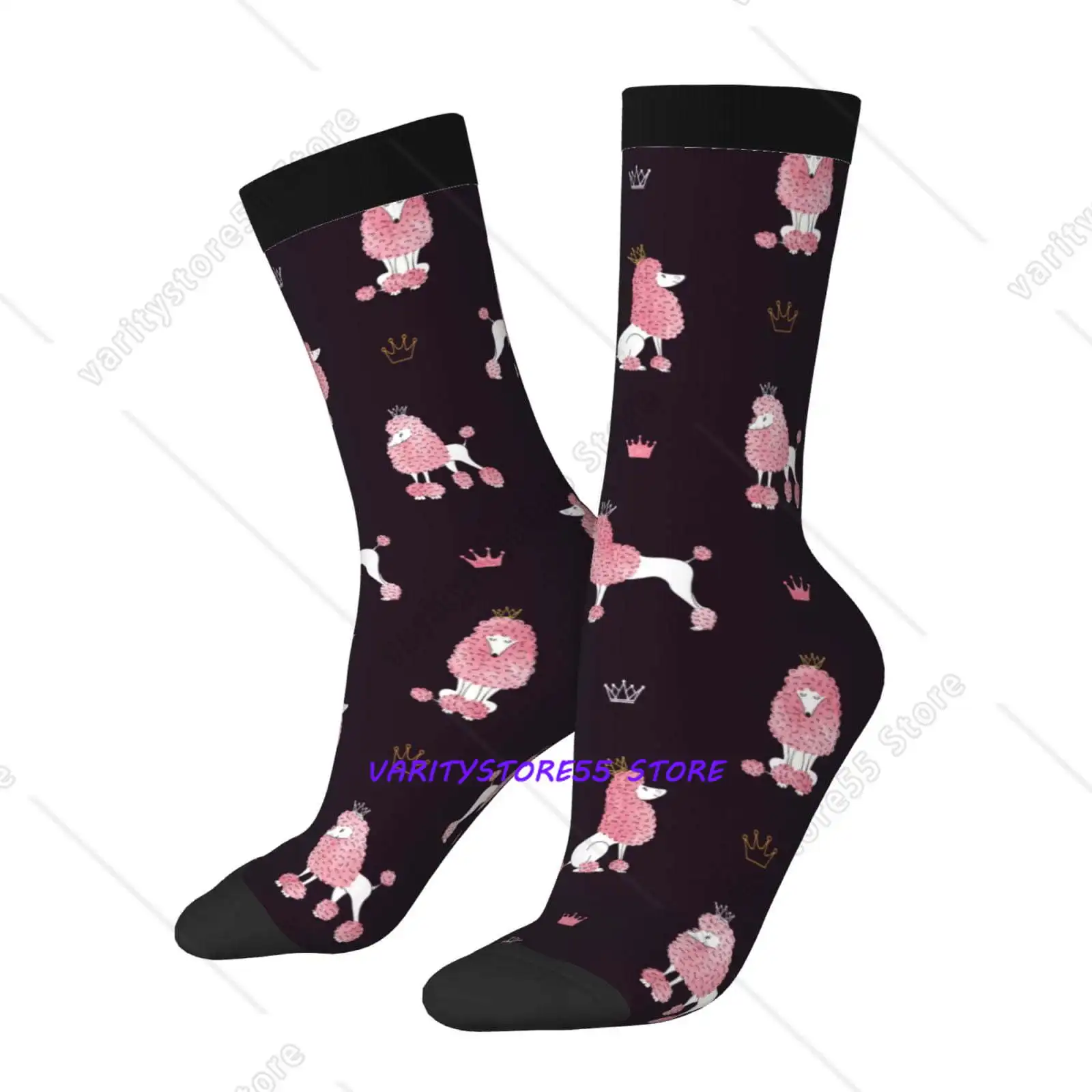 

Poodle Dog Print Adult Stockings Spring Leisure Comfortable Socks Printed Running Sports Non-Slip Socks