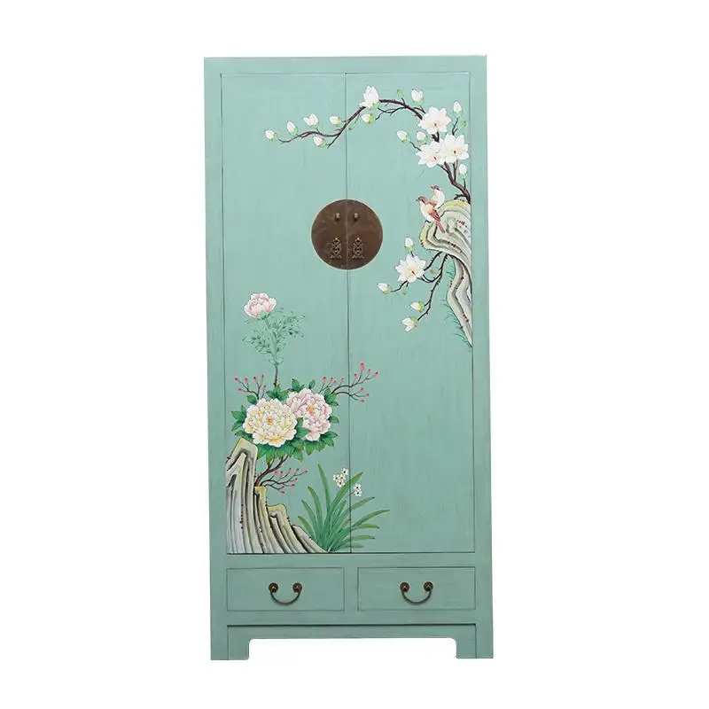 

Chinese solid wood wardrobe new painted simple overall high cabinet bedroom multi-layer partition children's multi-functional