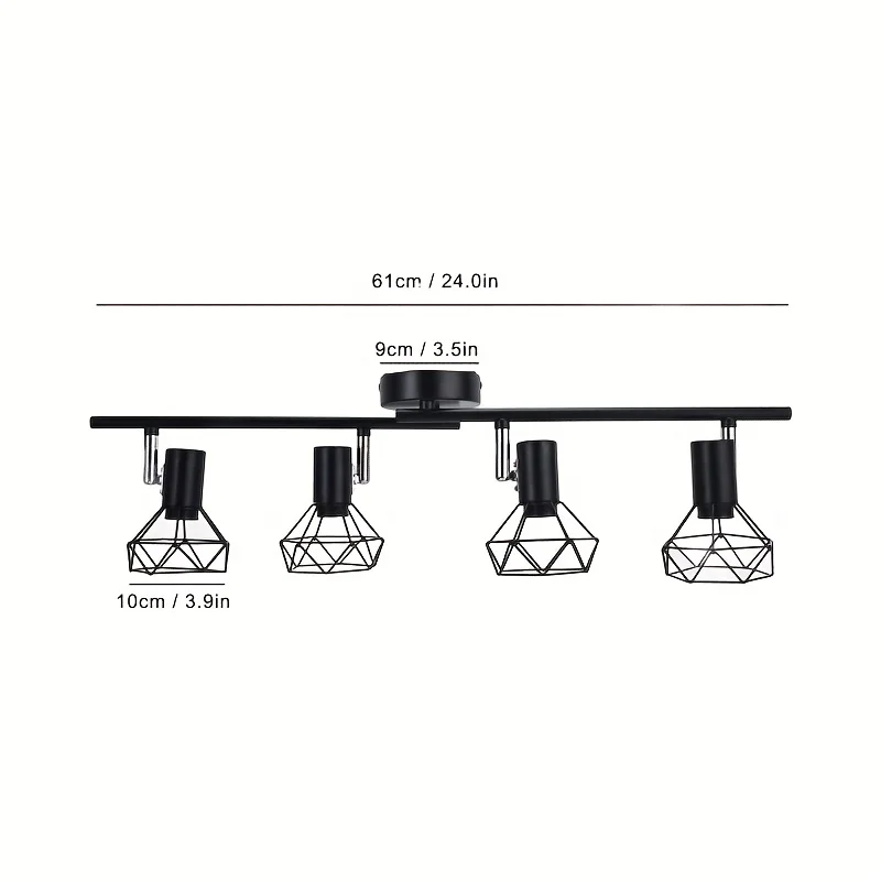 

Modern Black Metal Cage 4-Way Ceiling Lights E14 LED Bulb Perfect For Bedroom Indoor Living Room Dining Room And Corridor Lights