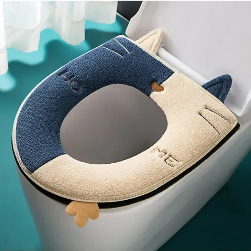 

Universal Toilet Seat Cushion Warm Seat Cushion Household Toilet Seat Cover Suede Toilet Cover Washable Bathroom Accessories