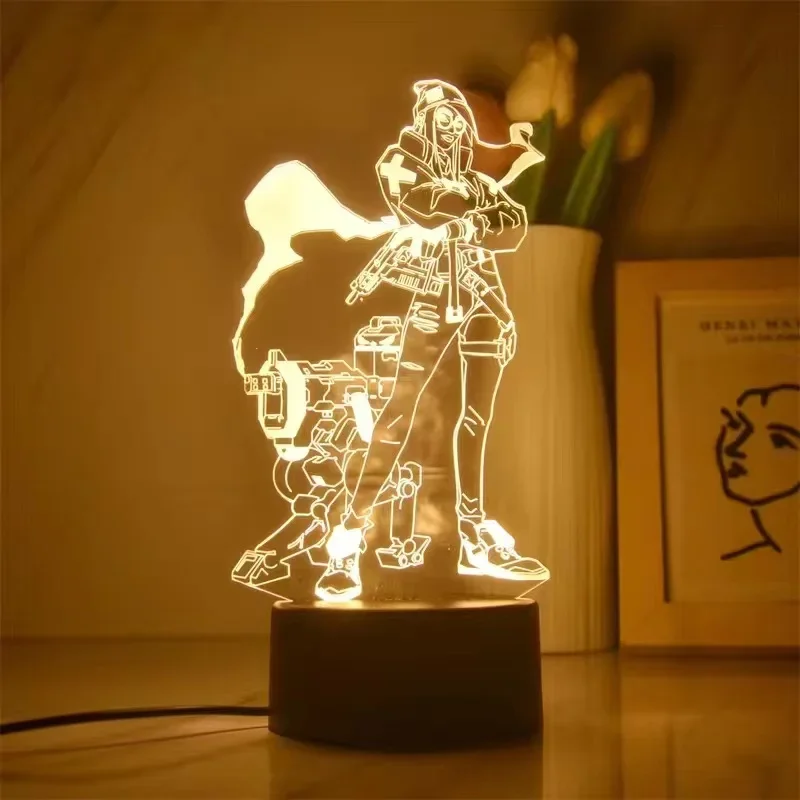 Jett Valorant Game Figure Acrylic Board Luminous Base For Kid Home Room Night Light Anime Led 3D Lamp Christmas Decor Gift Reyna