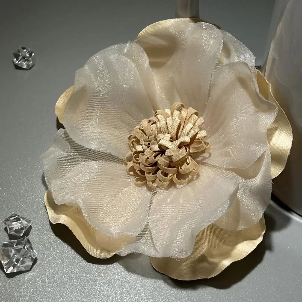 New Fabric Art Artificial Lace Brooch Camellia Sinensis Colorful Camellia Flower Brooch Party Costume Decoration Man