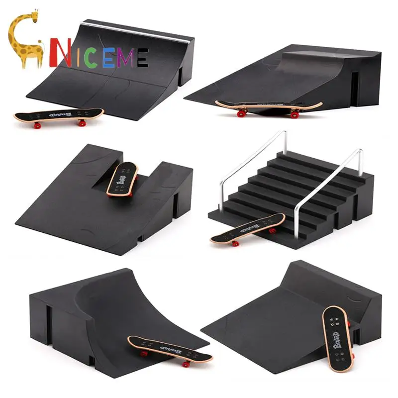 

1 Set Mini Training Skating Board with Ramp Track Interesting Mini Skateboard Toys Finger Skateboards Toy Set