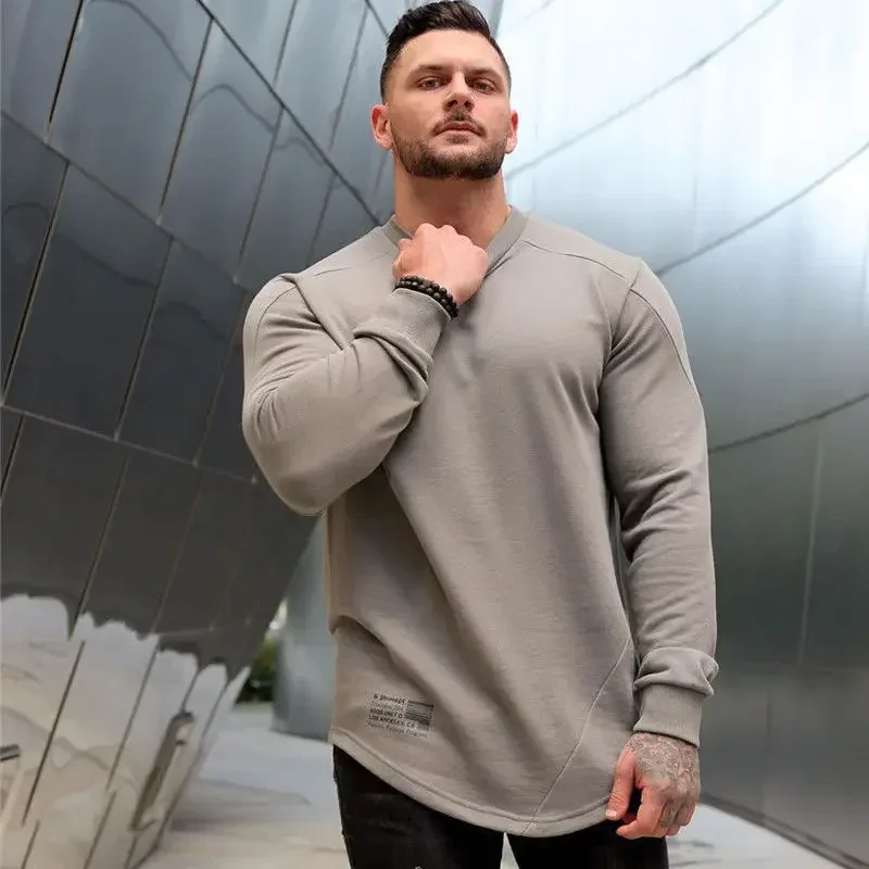 

Men's Clothing Slim Fit Unicolor T Shirt for Man Gym Round Neck Top Running Tight Plain White Size Original Elasticity One Piece