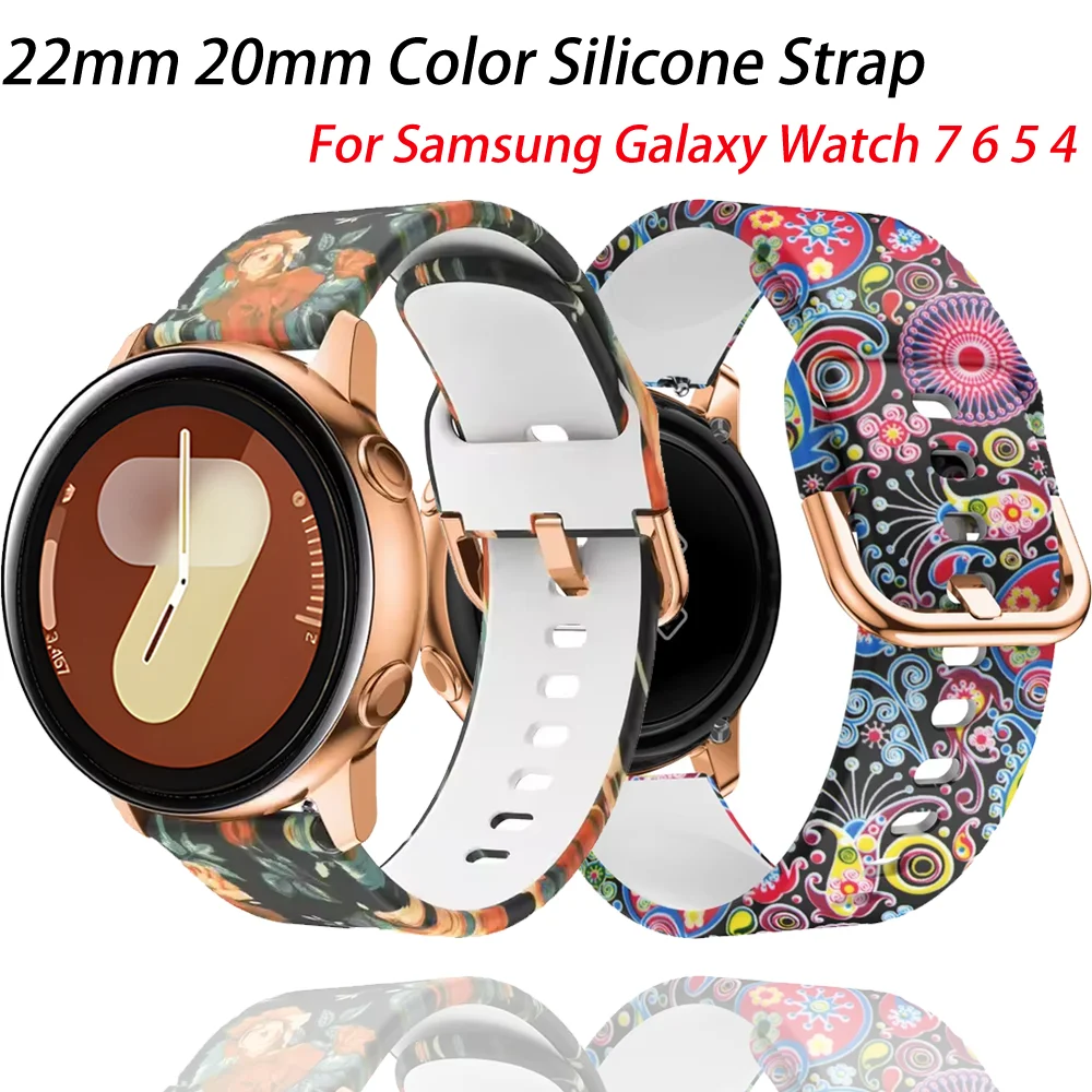 22mm 20mm Color Silicone Strap for Samsung Galaxy Watch 7 6 5 4 Huawei Watch 4 3 GT5/4 46mm Women Bracelet Strap Amazfit Bip/GTS