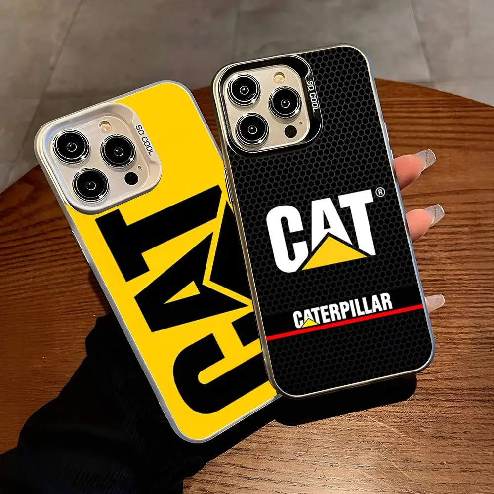 C-Caterpillar Phone Case For Iphone 16 15 14 13 11 12 Pro Max Xr X Xs 8 7 Plus Color Silver Cover