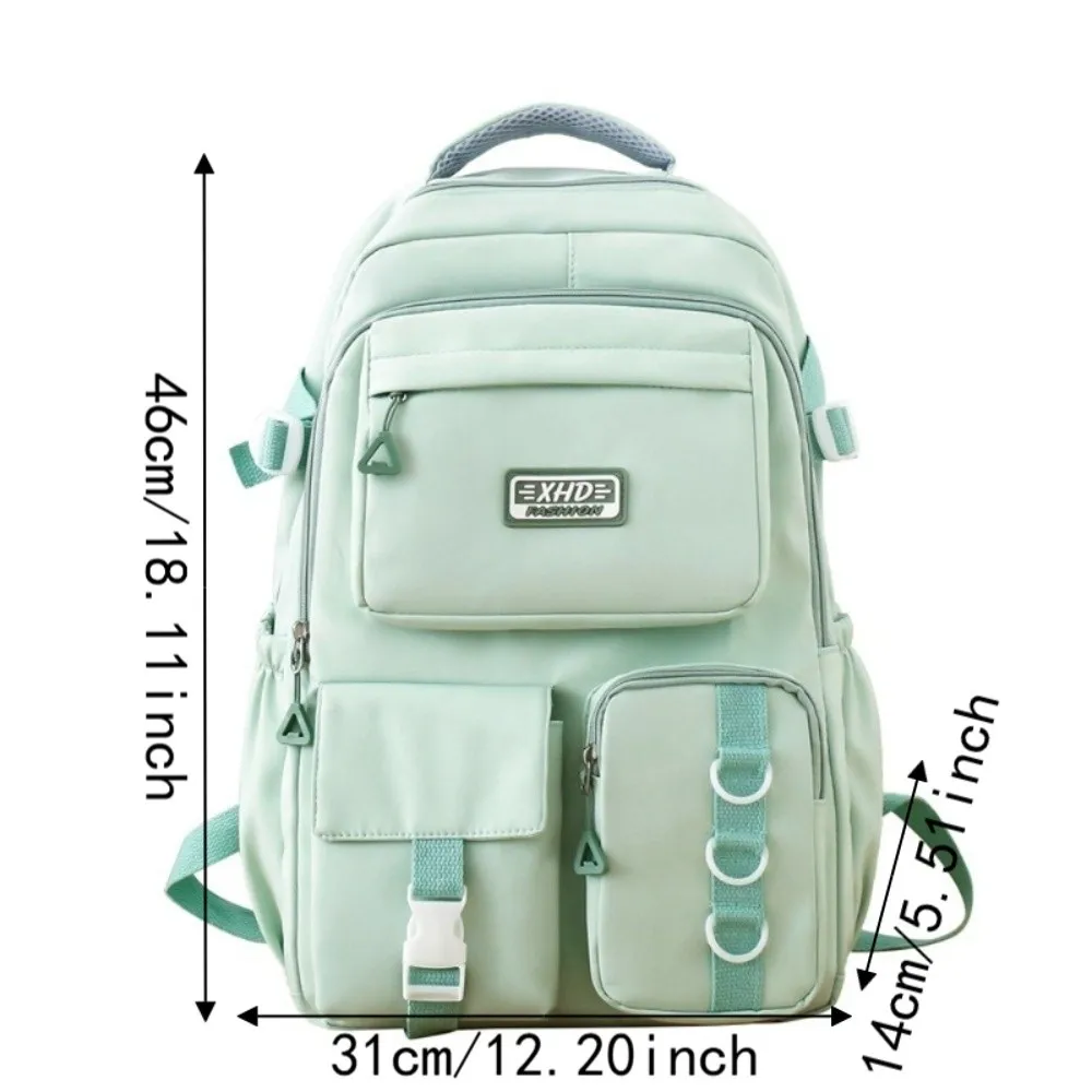 Nylon-Schulrucksack mit großer Kapazität, verstellbaren gepolsterten Schultergurten, Laptop-Fach, wasserabweisend, mehrere Taschen – Detail 1